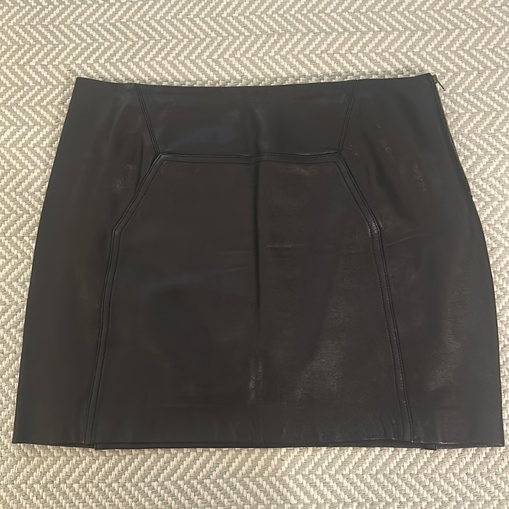 Diane von Furstenberg Black Leather Mini Skirt